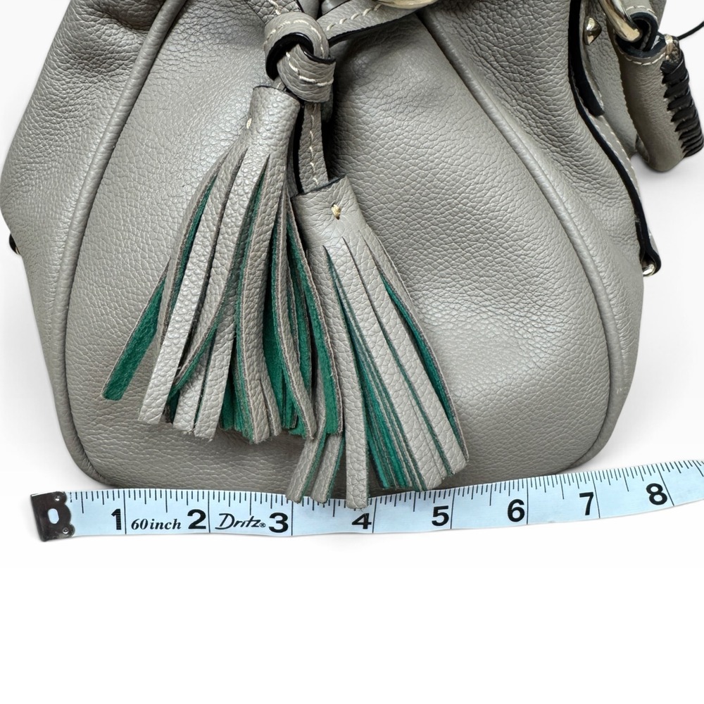 Dooney & Bourke Pebble Leather Satchel & Wallet Set Women Taupe Tassel Crossbody - Picture 6 of 16